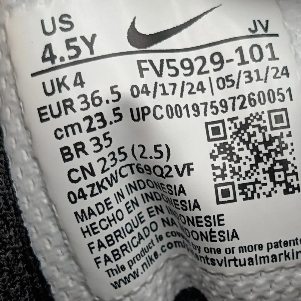 Nike Full Force Low Big Shoes Kids' White/Pewter/Black Size US4.5Y EU36.5 - Picture 7 of 14